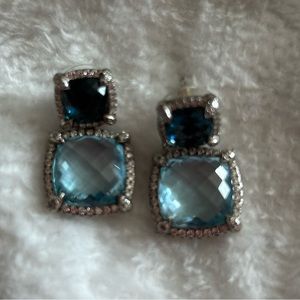David Yurman Albion earrings .. blue topaz and London blue stones with diamonds